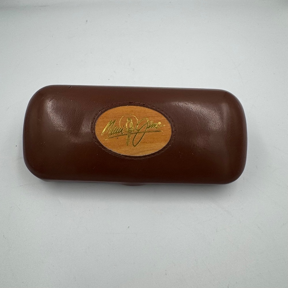Maui Jim Sunglasses Case Brown Wood Inlay Hard Shell